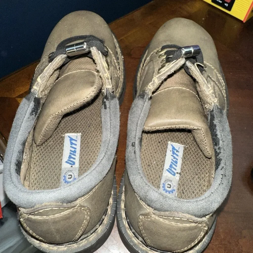 Mens Utility Steel Toe Work Shoes Size 9 Taupe